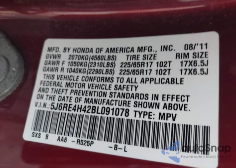 2011 Honda Cr-V Se from USA, damaged, VIN 5J6RE4H42BL091078